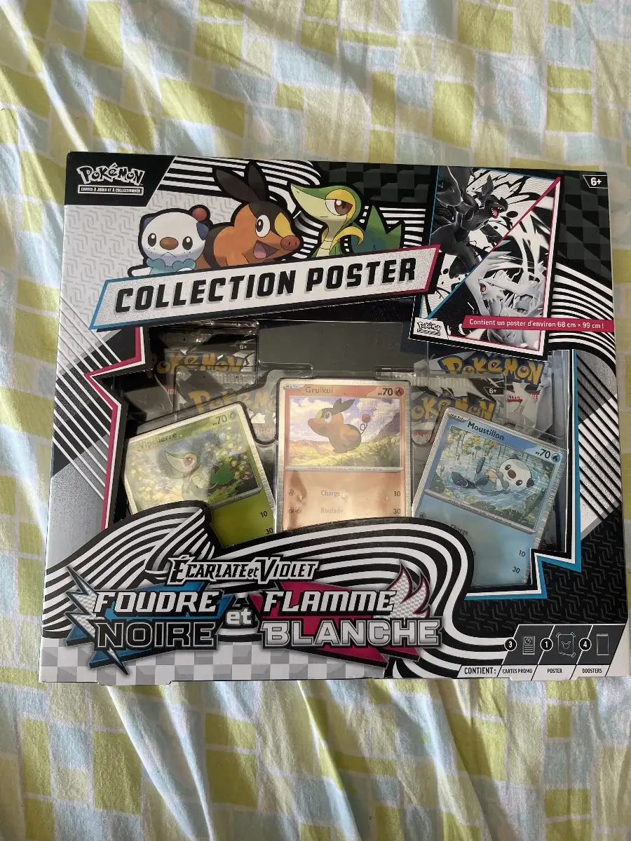 Coffret poster 10.5 foudre noir et flamme blanche 4 booster Pokémon